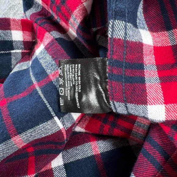 Line of Trade Men XXL Red Blue Plaid Flannel Long Sleeve Button Up Shirt NEW - Picture 8 of 8